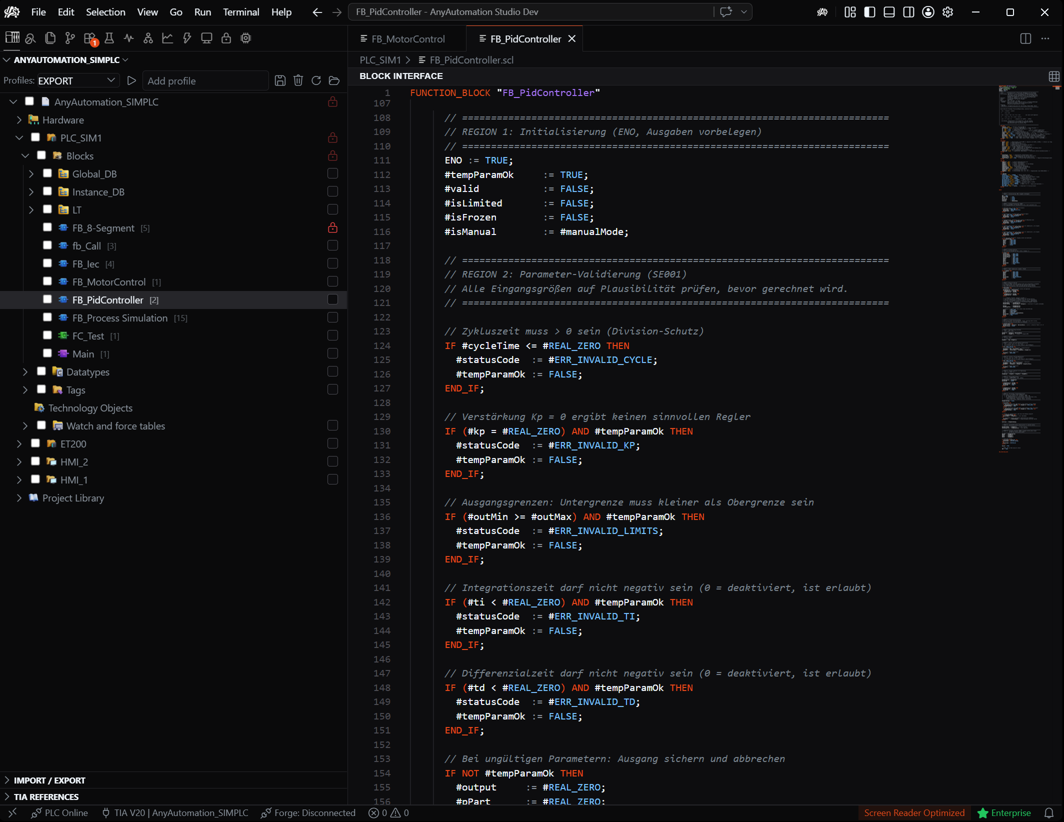 AnyAutomation Studio: SCL-Editor mit Syntax-Highlighting