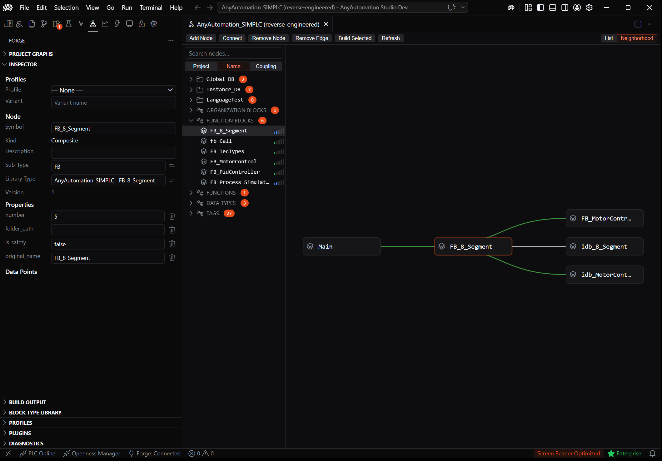 AnyAutomation Studio: Forge Projekt-Graph (Nachbarschaft)
